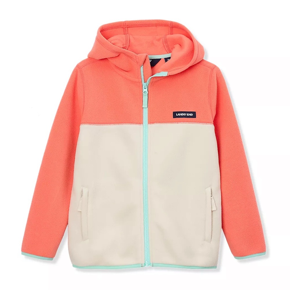 NWT: Lands' End Kids Fleece Full Zip-Up Hoodie Jacket w/ zipper pockets.